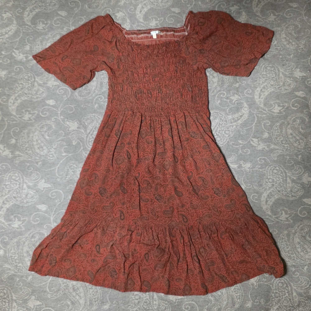 Evolve Paisley Smocked Dress (Fits M)